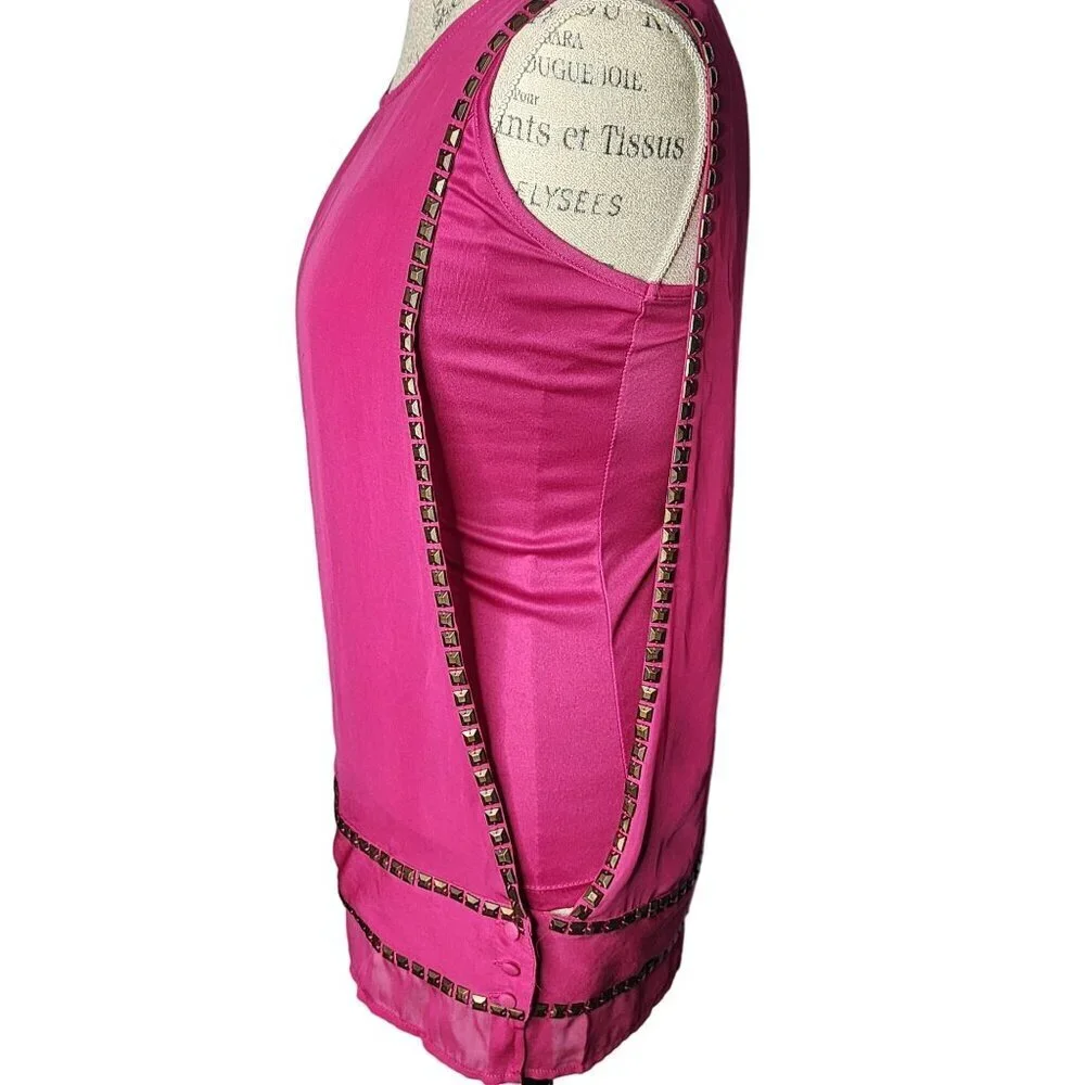 Rock & Republic Top Womens XS Pink Layered Sleeveless Tank Studs 2 Piece Tunic